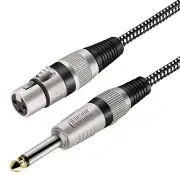 XLR Female to 1/4 Inch TS Cable 20 FT, Nylong Braided XLR 3 Pin Female to 6.3...