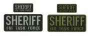 SHERIFF F B I TASK FORCE EMBROIDERY PATCH 10X4 AND 5X2 HOOK ON BACK BLK/GRAY