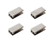 Set Of 4 Glass Shelf Brackets Adjustable Rectangular Clips Metal Clamps Brushed