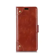 Copper Buckle Nappa Texture Horizontal Flip Leather Case for Sony Xperia 1 / Xperia XZ4, with Holder & Card Slots & Wallet(Brown)