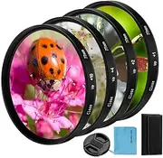 72mm Close-up Filter Kit 4 Pieces(+1,+2,+4,+10) Macro Filter Accessory Close-up Lens Filter Kit Set with Lens Filter Pouch for Canon Nikon Sony Pentax Olympus Fuji DSLR Camera+Lens Cap