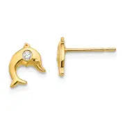 14k Madi K CZ Children's Dolphin Post Earrings GK829