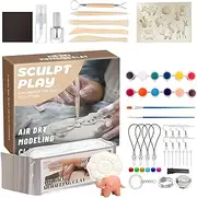 Modeling Clay for Kids | Safe Soft Dry Clay with 12-Color Paint | Sculpting Painting Accessories for Indoor Outdoor Home Classroom School Party