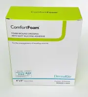 NEW 10 DermaRite Comfort Foam 4”x5” Foam Wound Dressing 44450 Soft Silicone 10ct