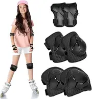 WOTOW Kids Knees Pads Elbow Pads Wrist Guards, 6 in 1 Protective Gear Set for Boys and Girls Outdoor Sport Roller Skates Inline Skateboard Cycling Skating Scooter