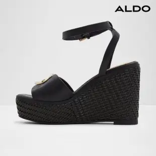 【ALDO】CARRABRIRIA-編織金飾造型厚底楔型涼鞋-女鞋(黑色)