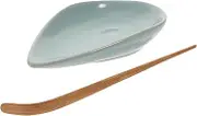 FUNOMOCYA 1Set Tea Storage Plate Ceramic Tea Scoop Holder for Kung Fu Tea Ceremony Accessories for Tea Leaf Bean Sugar and Flour Storage and Easy to Clean