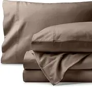Bare Home Organic Cotton Flannel Sheet Set - King Size - 100% Cotton - Double Brushed for Extra Softness & Comfort - Warm, Cozy, and Durable - Breathable - Bed Sheets (King, Taupe)