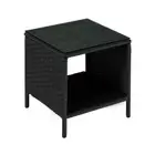 Livsip Rattan Side Table Glass Tabletop Black