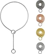 Ximipet Heavy Duty Dog Choke Collar Slip Dog P Chain Snake Collar Plating Anti-Rust Dog Training Collars for Small Large Dogs Black/Gold/Silver/Rose Gold 15.5in-29.5in (19.5in, Silver)
