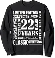[X.Style] 22nd Birthday Tee Vintage Awesome Epic Retro 22 Years Old Sweatshirt ds283 Sweatshirt (S) Black