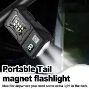 Mini Led Cob Flashlight 180°rotatable Multiple Modes Portable Keychain Light Usb