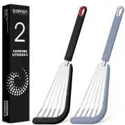 Silicone Fish Spatula Turner Set of 2, Thin Slotted Spatulas Turner for Nonst...