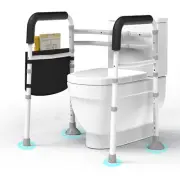 Toilet Safety Rails Stand Alone - Adjustable Detachable Toilet Safety Frame w...