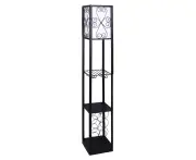 Sarantino Metal Etagere Floor Lamp with Wine Holder Shelf