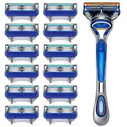 5 Men Razor Blades Shaving Cassettes Facial Care Men Shaving Blades Compatible 12 Blade Refills, Shave Kit