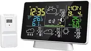 Wi-Fi Weather Station Clock, Smart 7.5inch Temperature Humidity Monitor Alarm Clock for Home, Indoor Outdoor Weather Forecast Sensor with Barometer, Date White