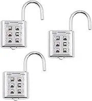 NUZAMAS Pack of 3 Heavy Duty Combiniation Padlock - 4 Digits Combination 30mm Padlock - Zinc Alloy for Corrosion Resistance - Waterproof Keyless-Lock for Home, School & Garage Locker-Silver