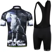 Howling Wolf Road Bike Clothing Men's Cycle Jersey Top (Bib) Shorts Set Coolmax