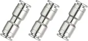 uxcell Air Line Fittings, 1/4" Straight Nickel-Plated Brass Push to Connect Quick Connect Fittings Pipeline Hose Connector Replace Repair Kit for Air Compressor Pneumatic System, 3 Pcs