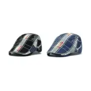 Men Beret Newsboy Hat Patchwork Flat Cap Cabbie Cotton Golf Driving Casual YM0