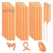 36 Pcs Flexible Curling Rods Twist Foam Hair Rollers with 2 Pintail Comb
