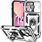 For iPhone 14 Pro Max Case Anti-drop PC+TPU Kickstand Phone Cover with Slide Camera Lid