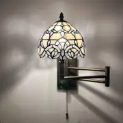 Tiffany Style Sconce Lamp Swing Arm White Stained Glass Baroque 13”L*8”D*15”H