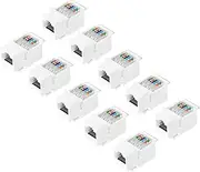 uxcell 10 Pack Cat 6 Tool-Free RJ45 Ethernet Jack, Cat6 Coupler No Punch-Down Tool Required Module Connector Adapter, White