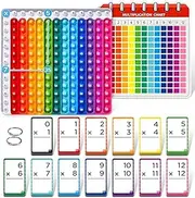 Multiplication Flash Cards + Pop Fidget Chart- 156 Hole Punched Math Game Flashcards for Kids Ages 8 and Up, Times Table Manipulatives for Preschoolers 3rd,4th,5th,6th Grade