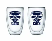 AFL Double Wall Glass Set - Geelong Cats - Set of Two