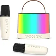 AMIR Mini Karaoke Machine, Portable Bluetooth Karaoke Speaker for Kids and Adults with 2 Wireless Microphone and 5 Colorful Lights, Birthday Gifts for Girls Boys Home Party