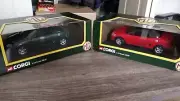 A Pair Of 1:18 Die Cast Corgi Mg's - Red Hard Top And Green Convertible