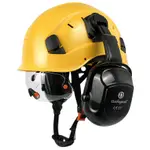 免運 工地安全帽 多功能ABS安全帽工地護目鏡帶隔音耳罩國標抗沖擊ABS建筑領導頭盔
