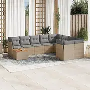 Patio Furniture Sets 10 Piece Garden Sofa Set with Cushions Mix Beige Poly Rattan
