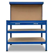 3-Layered Work Bench Garage Storage Table Tool Shop Shelf Blue