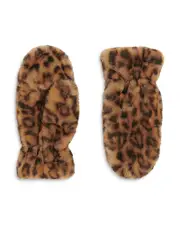 Apparis Coco Leopard Print Faux Fur Mittens