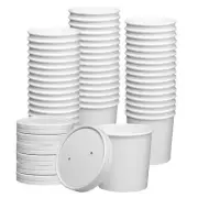 50 Pack 12oz Disposable Paper Soup Containers with Lids for Ice Cream Food