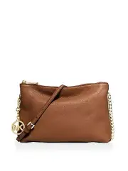 Michael Kors Jet Set Chain Medium Leather Top-Zip Messenger Bag Luggage