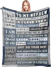 Spwasplo Gifts for Nephew Blanket from Aunt Uncle - Nephew Fathers Day Christmas Birthday Gift Adult - Ultra Soft Plush Throw Present Ideas for Bedding Sofa - 60"x50"