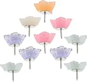TOGEVAL 10Pcs Cute Transparent Resin Flower Push Pins Decorative Thumb Tacks for Cork Boards Home Office Rooms Stylish Friendly Push Pins for Notes Photos