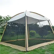 Camping Tent, 2-6 Reticulate Glamping Tent, Waterproof Oxford Air Tent for Camping Adult, Double Shaped Door, Easy Setup Spring/Summer Glamping Tent Khaki