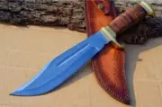 Custom Handmade Crocodile Dundee Bowie Knife Bowie Mirror Polish Leather Handle,