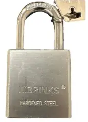 BRINKS 624 HARDENED STEEL PADLOCK New With 2 Keys Silver