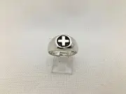 Sterling Silver .925 10mm Wide Cross Ring Band Size 5 1/2