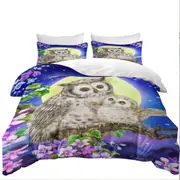 Flowers and Moonlight Owls Quilt Cover