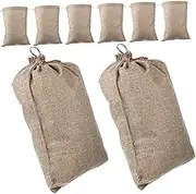 CAXUSD 8pcs Reusable Burlap Storage Bags with Drawstring Strong Potato Sacks for Vegetables Versatile Organization for Food and Supplies Natural Jute