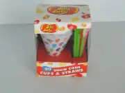 Jelly Belly 20 6oz Disposable Snow Cone Cups & Easy Scoop Straws