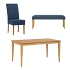 Allegro Dining Table + 4X Mesi Chair Bench 6 Piece Set Natural fabric,oak Dining