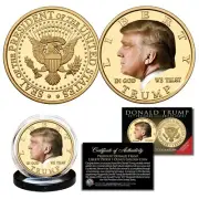 Donald Trump 45th President COLORIZED Liberty Proof 1 OZ Golden Tribute Coin